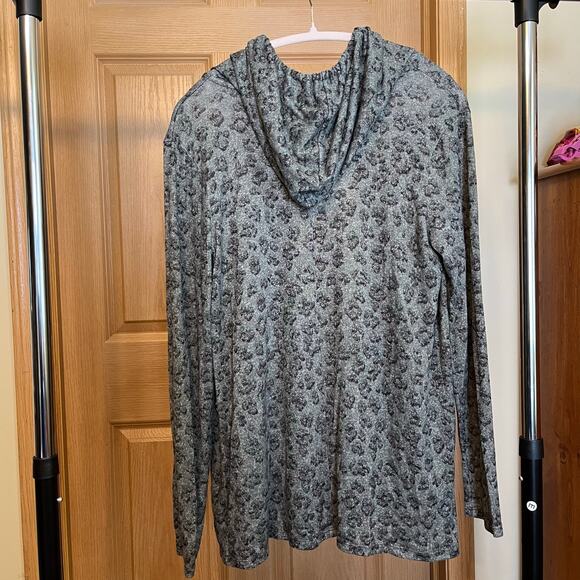 Lucky brand green faded leopard print hooded cardigan preowned excellent - Picture 2 of 4